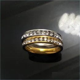 Band Rings Wholesale 30 Pcs Zircon From The Round Ring Comfort Fit Stainless Steel Rings Fashion Band Jewelry For Man Women Drop Deli Dh0Yu