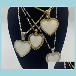 Pendant Necklaces Sublimation Blank Crystal Heart Shaped Pendent Necklace Jewelry Heat Transfer Diy Consumables In Bk Drop Delivery Dhqwf