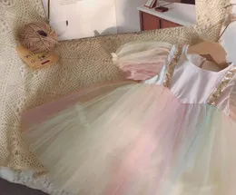 Ins Popular Girls Summer Rainbow Dance Dress Children Performance Press Clothing Corean Fashion Brand YY0037533384