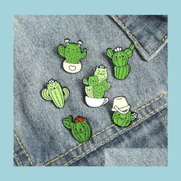 Szpilki broszki urocze zielone koty kaktus kaktus broote