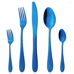 Set di stoviglie set blu set di posate per colpi coltello forchetta caffè cucchiaio da cucchiaio in acciaio inossidabile posate da cucina per la casa