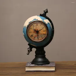 Table Clocks Creative Desk Clock Large Capacity Retro Globe Shape Desktop Decoration Piggy Bank Personality For Living Room