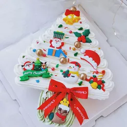 Forniture festive Merry Christmas Party PVC Cake Toppers Color Babbo Natale Xmas Topper per la casa Decorazioni di buon anno Regali