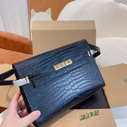 2022 Designer de moda de crocodilo Manhattan Couro genuíno mulheres cruzam o corpo da bolsa de ombro quadrado de flap saco de bolsa bolsa de bolsa