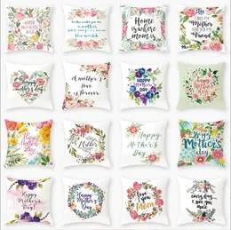 Pillow Case Mother Day Pillowcases Letter Flowers Printed Pillowcase Fashion Square Sofa Throw Car Cushion Cover Pillowslip Home Office Hotel Decoration BC163