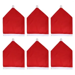 Sandalye, oturma odası için dekoratif Noel Baba Şapka Kapağı 6pcs kırmızı slipcovers ev yemeği