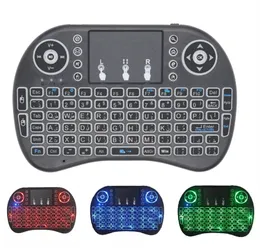 Yezhou Mini i8 teclado colorido Backlight Backlight Laptop Inglês Controle remoto Bluetooth 2.4g Teclado sem fio Mouse de ar mosca com touchpad para S912 Android TV Box