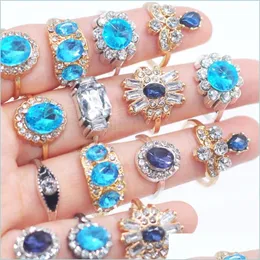 Couple Rings Bk Lots 36Pcs Gold Sier Luxury Crystal Engagement Rings Mix Women Girls Cz Fashion Charm Wedding Friends Party Gifts Je Dhlqs