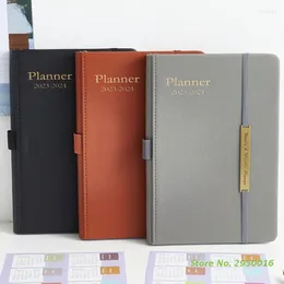 2023-2024 Academic Leather Planner With Calendar Sticker Weekly Monthly Notebook For Appointment Diary Personal Journal