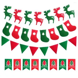 Christmas Decorations Felt Elk Pendant Flags Santa Claus Home Decor Hanging Garlands Banner Xmas Party Bunting