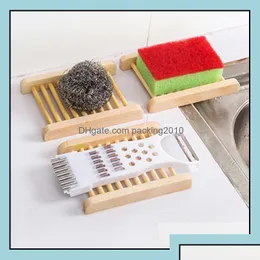 Soap Dishes Bathroom Accessories Bath Home Garden Ll Natural Bamboo Wooden Tray Holder Storage Rack Pla Dh6Zr Drop Delive Otlql