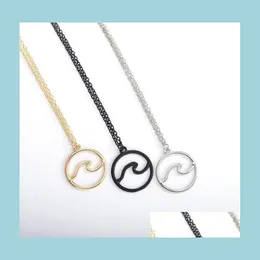 Colar de colar de onda para mulheres por atacado Jewellry Gift Ocean Sier Color J￳ias simples de praia colares D Dhomt