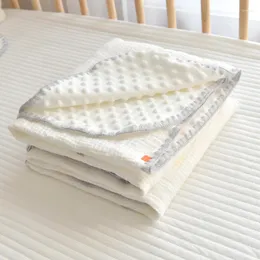 Decken Infant Baby Decke Cartoon Stickerei Baumwolle Bohnen Samt Geboren Schlafen Bettwäsche Swaddle Wrap Komfort