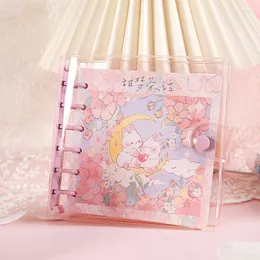 Shing Çiçekler ve Tavşanlar Kawaii Spiral Notebook Sevimli Çekler Kitap 160p Noktalı Izgara Kağıt DIY 2023 Planlayıcı Hediyesi