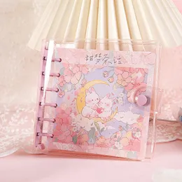 Flores e coelhos Capinhos Kawaii Spiral Notebook Chete Checks Book 160p Grid Diy 2023 Planejador Presente