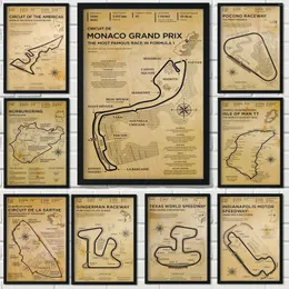 Paintings 2022 Vintage F1 Formula Grand Track Edition Race Car Circuit Poster Decoration Art Decor Painting Home Canvas