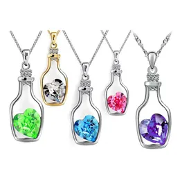 Pendant Necklaces Pretty Love Drift Bottles Pendant Necklace Vintage Collares Mujer Heart Crystal Drop Delivery Jewelry Necklaces Pen Dhde1