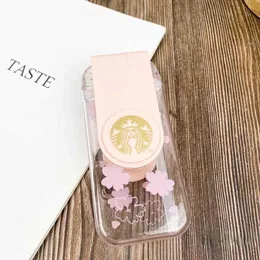 Limited Edition 290ML Starbucks Genuine Mugs Valentine's Day Cherry Blossom Pink Cute Rotating Straw Cup With Canvas F5356 0704