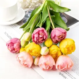 Christmas Decorations Silicone Tulip Artificial Flower Real Touch Bouquet 40CM Luxury Home Decorative Flowers Living Room Deco Flores Fake Plant 221109