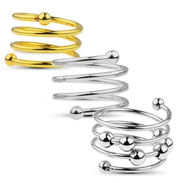 Massage Toy Adult Products Men's Fun SM Wave Ring Metal Penis 6 Bead Glidbälte Rostfritt stål