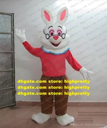 Påskdag vit kanin kanin maskot kostym vuxen tecknad karaktär affektioner uttryck tillgivenhet uttryck zz7938
