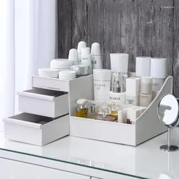Caixas de armazenamento Caixa de plástico organizador de cuidados com a pele para jóias Brush feminino com Cosmetics Manicure Desk