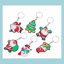 Nyckelringar Cartoon Cute Santa Claus Keychain Men and Women Christmas Gift Pendant Par Key Ring Ornament Epacket Drop Delivery Jewe Dhedf