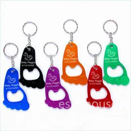 Öppnar Pocket Key Chain Beer Bottle Opener Baby Foot Shaped Keyring Bottles Kön avslöjar spädbarnsdusch favoriter Drop Delivery Home G DHRW3