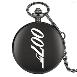 Pocket Watches Durable Black Quartz Watch 007 Pattern For Men Exquisite Charming Pendant Relojes De Bolsillo Para Hombre