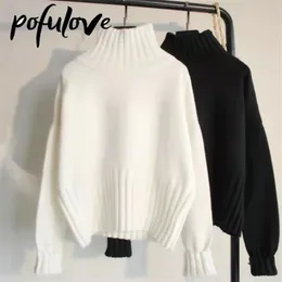 Kadınların Sweaters Belvtleneck Külot Örme Jumpers Yumuşak Beyaz Siyah Kadınlar Gevşek Uygun Sonbahar ve Kış 221109