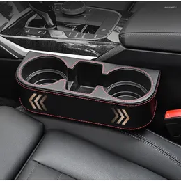 Drink Holder Pu Leather Car Seat Quilting Space Cup Organizer Sundries förvaringsväska Box Auto Accessories