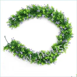 Decorative Flowers Wreaths Artificial Eucalyptus Garlands With Baby Breath Flower Vines Faux Real Touch Gypsophila Garland For Wed Dhhhj