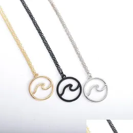 Colares com Pingente Colar de Onda Para Mulheres Atacado Jóias Náuticas Presente Oceano Cor Simples Praia Pingente Drop Delivery Neckla Dh8Vq