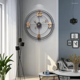 Wall Clocks Retro Clock Home Interior Mute Metal Large Living Room Decoration Gold Watches For Horloge