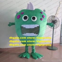 Yeşil Mikrop Bakteri Virüsü Inframicrobe Canavar Maskot Kostümü Yetişkin Karikatür Karakter Görüntü Reklam Fotoğraf Oturumu ZZ7857