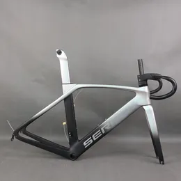 Seraf Brand V Brake Aero Road Bike Frame TT-X35 Separat STEM-styret Elektroplätering Silvergradient Design BB86 Bottenfästet
