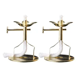 Titulares de vela 2pcs lotus wick manteiga lâmpada buda hall Óleo com stand telescópica rack 221108