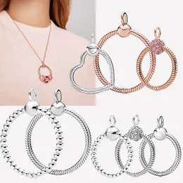 A nova suspensão popular de prata esterlina 925 vermiculita ouro rosa é adequada para colar de Pandora primitivo Ms. DIY Charm Jewelry