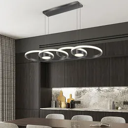 مصابيح قلادة LED Dimmable دوائر الحديثة غرفة الطعام الثريات في مطعم مطعم المطبخ جزيرة الجزيرة.