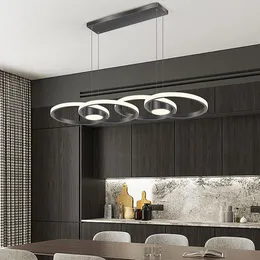 Lampade a sospensione a LED Dimmerabili Cerchi moderni Sala da pranzo Lampadari a soffitto Ristorante Cucina Isola Soggiorno Lampada a sospensione per interni