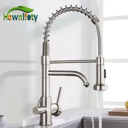 Kitchen Faucets Nickel Chrome Sink Faucet Purified Free Rotation Cold Mixer Dual Handle Tap Deck Mount Spring Drink 221109