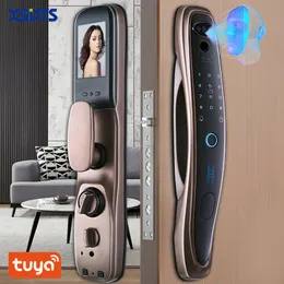 Smart Lock Tuya 3D 얼굴 도어 보안 카메라 모니터 지능형 지문 비밀번호 생체 인식 전자 키 잠금 해제 221108