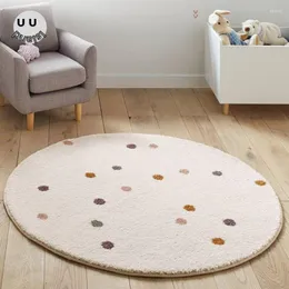 Tappeti Soffice tappeto bianco per soggiorno Punti rotondi Camera da letto Furry Nursery Peluche Tappetino da gioco Morbido pavimento per bambini