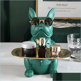 Konst och hantverk Nordic French Bldog SCPTURE DOG STATUE JAYGRAG LAGRABLEBABEL DECORATION Present Belt Plate Glasögon Tray Home Art 210727 DHRX2