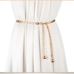 Cinture Cintura a catena in metallo semplice Designer Donna Pantaloni Catene Gioielli per il corpo Regolabile Abito da donna in nastro d'oro Cinturino sottile