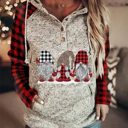 Kvinnors hoodies tröjor god jul 3d tryck mode harajuku tröja vintage svettar höstrock jultomten 221109