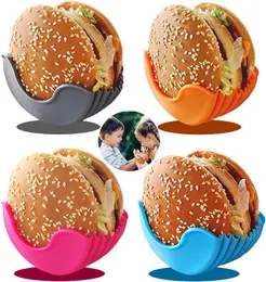 Matsparare Drivbara smörgås Hamburger Fasta låda bullar Återanvändbara silikon Burger Rack Holder Hamburger Clip Dh98