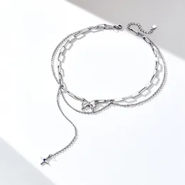 Choker 2022 Fashion MultiLayer Stainlist Steel Necklace Twist Clavicle Chain Butterfly for Women