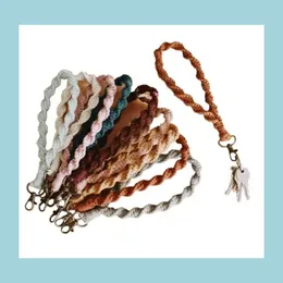 Keychains Lanyards Rame Wristlet Keychains Wrist Lanyard Strap Keyring Bracelet Assorted Color Rames Braided Key Rings Drop Delive Dh8De