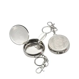 Smoking Pipes Wholesale Smart Stainless Steel Portable Pocket Circar Ashtray Key Chain With Cigarette Snuffer Keychain Smoking Acces Dhhii